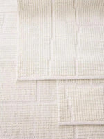 tapis blanc texture moderne salon chambre coucher laine coton 90 10 lavage main rectangle