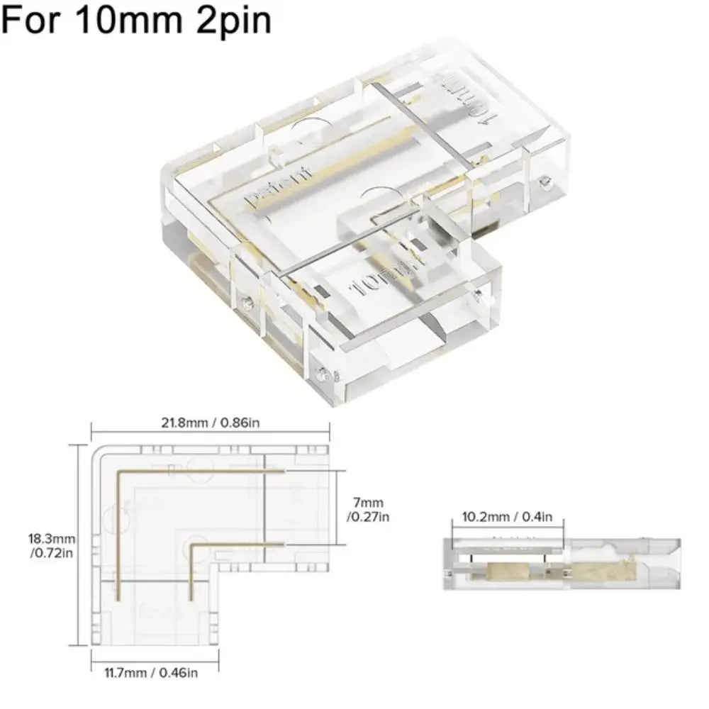 connecteur led transparent broches adhésif moderne pratique 10mm