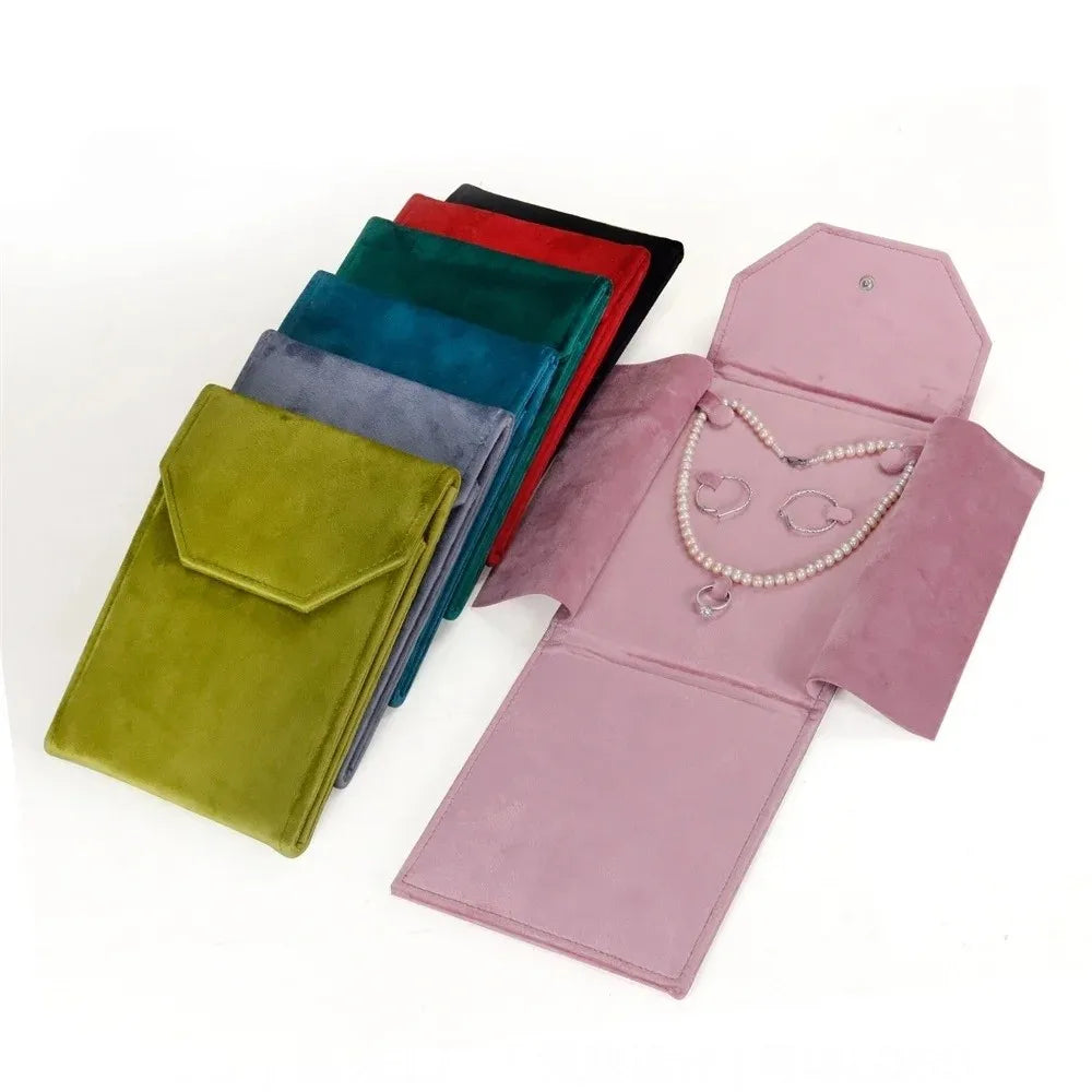 sac rangement bijoux velours turquoise vert rose gris bleu classique portable multifonction