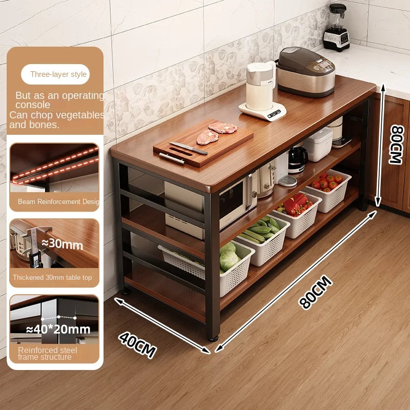 meuble cuisine multifonctionnel bois naturel blanc moderne rangement panier couteau planche découpe micro onde