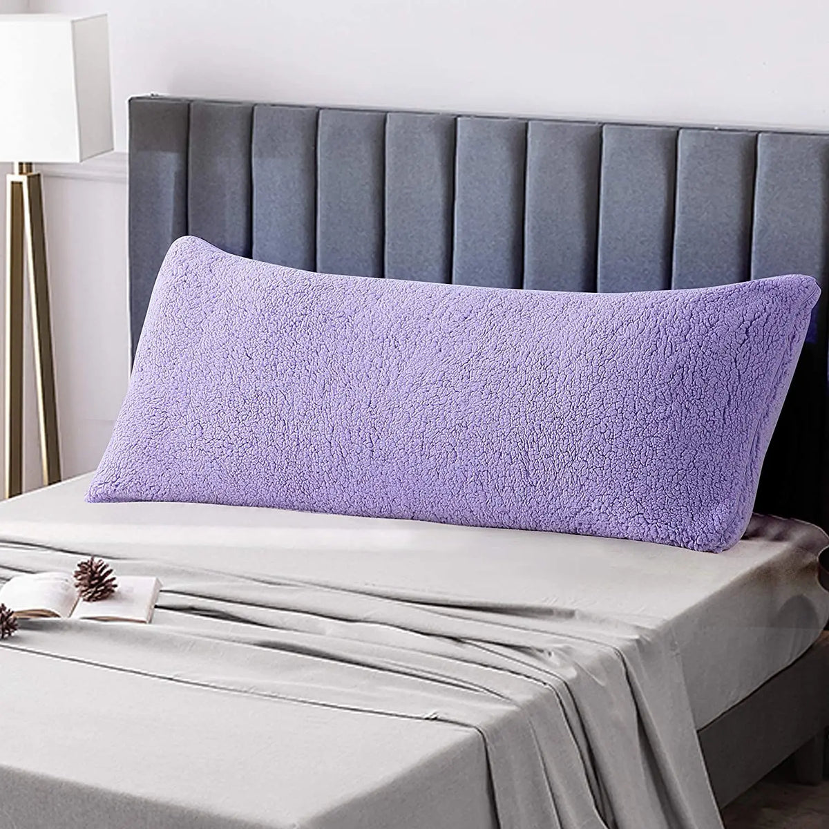 housse coussin dos blanc texture bouclée nordique décoration maison voiture fixations