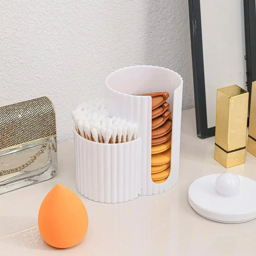 organisateur maquillage pot blanc rayures moderne brosse éponge coton scies serviettes