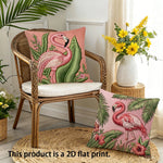 taies d'oreiller moderne flamants roses motifs floraux couleurs vives rose verte maison 45x45cm