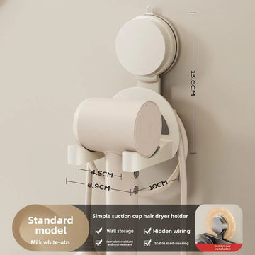 séchoir cheveux support mural ventouse moderne crème blanc imperméable métal plastique