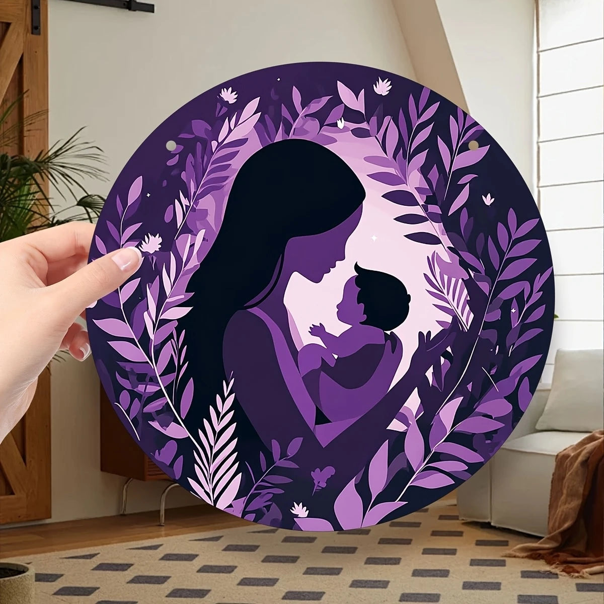 décoration murale bébé illustration pastorale cordelette diamètre 20cm blanc rose bleu violet noir mignonne
