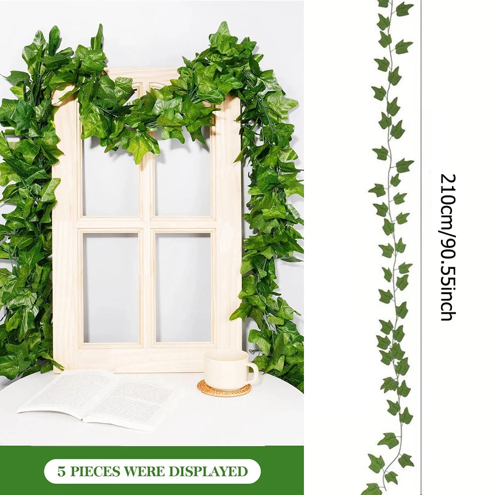 guirlande végétale artificielle feuilles vertes modernes décoration extérieure accrochée adhésif maison jardin anniversaire exposition