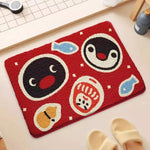tapis polyester résistant décoration maison cartoon pingouins poissons floraux chambre salon