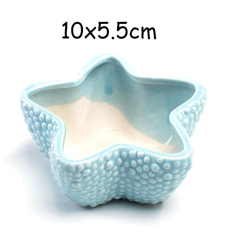 petit cache pot ceramique bleu motif poisson marin decoratif plante succulente maison