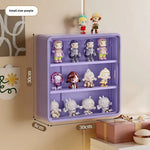 boîtes figurines transparentes modernes réutilisables fixées mur blanc violet organisateur jouets pliables grille