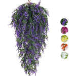 guirlande suspendue fleurs artificielles violet vert jaune moderne décorative extérieure exposition festive prénuptiale mariage