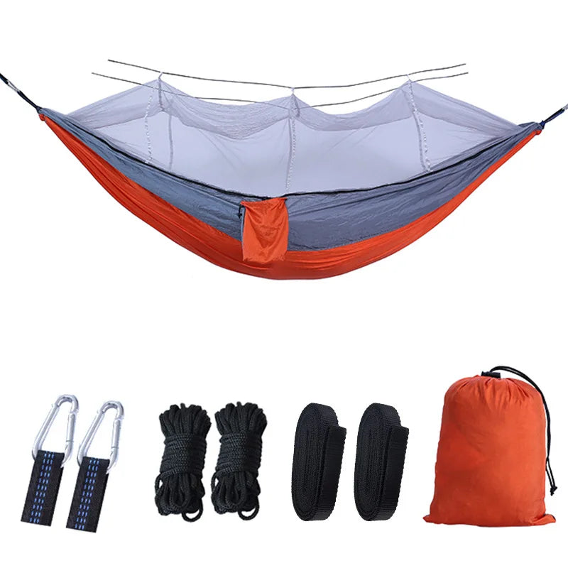 hamac camping extérieur portable deux personnes vert olive camouflage simple moustiquaire nylon poids léger