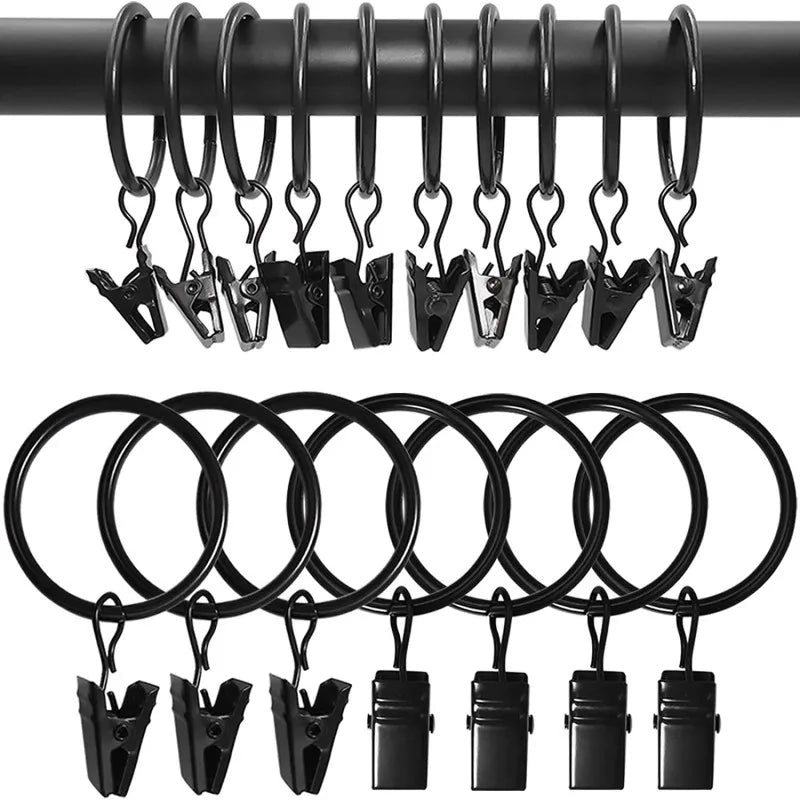 anneaux rideau pinces suspension métal antirouille moderne clips tringle noir rond lisse 3.5x25mm 3.5x32mm