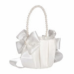 panier mariage blanc satin rubans nœuds élégant romantique champêtre demoiselle honneur