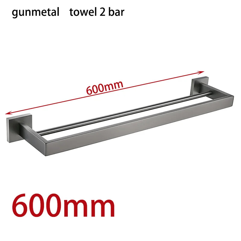 ensemble accessoires salle bain acier inoxydable gris moderne porte serviette savon brosse mural