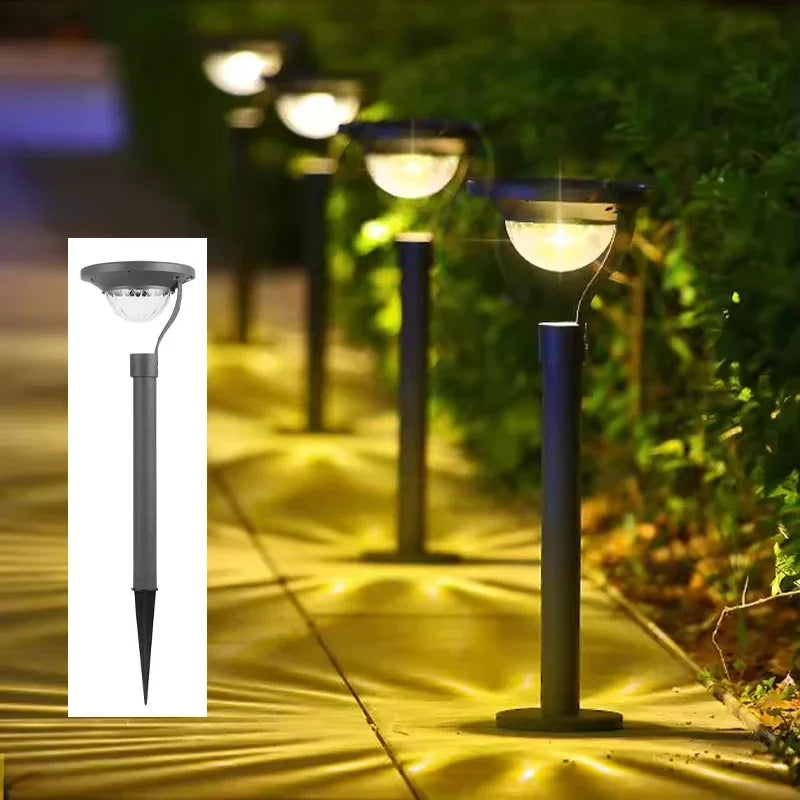 lampe solaire extérieure jardin lumiere moderne ip65 led gris métallisé insertion sol autonomie 10