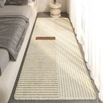 tapis moderne rayures horizontales beige gris antidérapant lavable salon chambre porte entrée