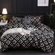 Parure de lit noire luxe 100% polyester avec housse de couette et taies d'oreiller
