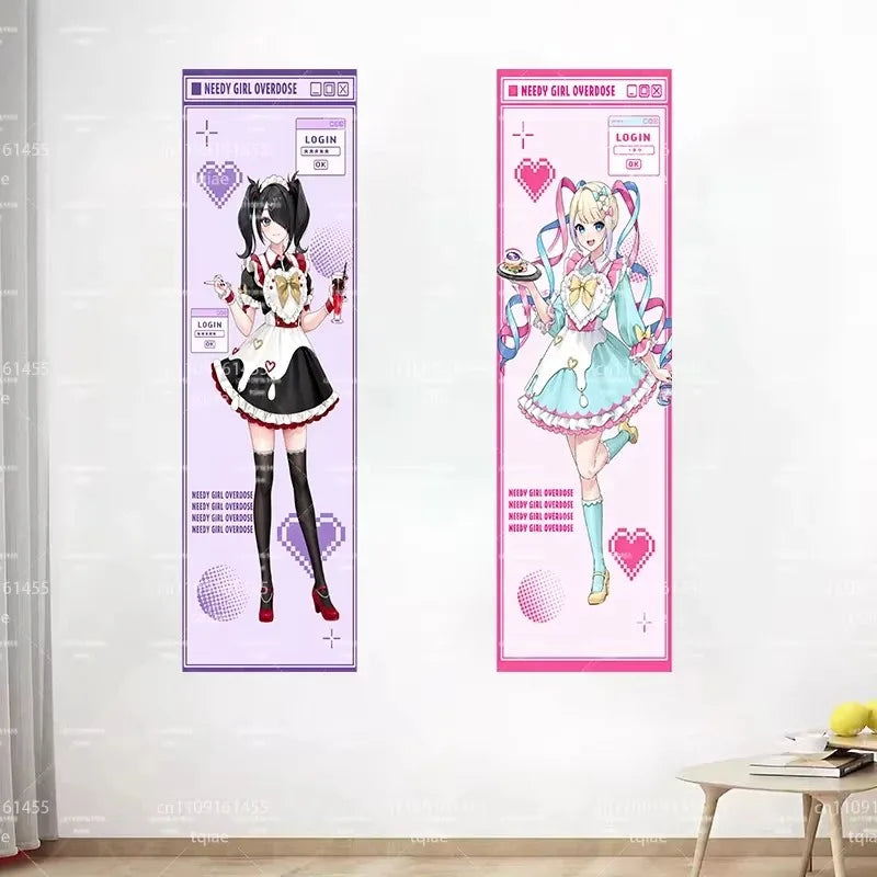 poster mural anime illustration fille costumes servant NEEDY GIRL OVERDOSE LOGIN violet rose noir
