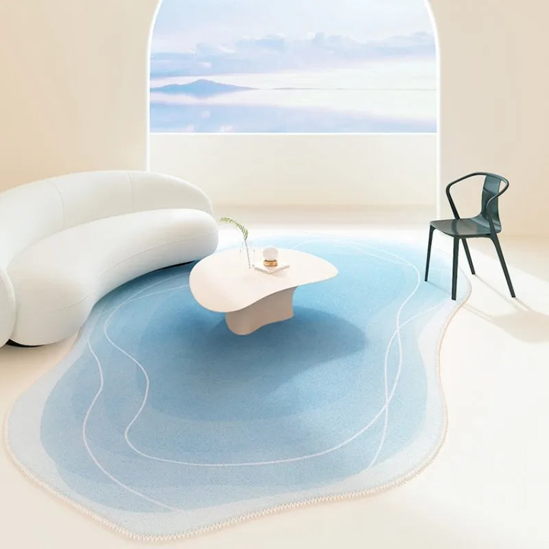 tapis nordic moderne bleu clair rose vert beige peluche doux salon chambre extérieur