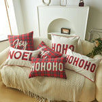 housses coussin décoratives noël motif tartan brodé rouge blanc traditionnel décoration intérieure