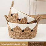 panier tissé rotin naturel blanc noir franges motifs ethniques boho respectueux environnement