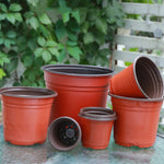 pots fleurs plastique rouge noir modernes grille drainage 9cm 10cm 11cm 12cm 13cm 14cm