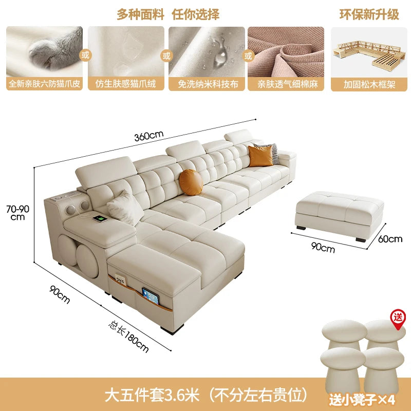 canapé d'angle blanc moderne coussins décoratifs adhésif salon bois minimaliste