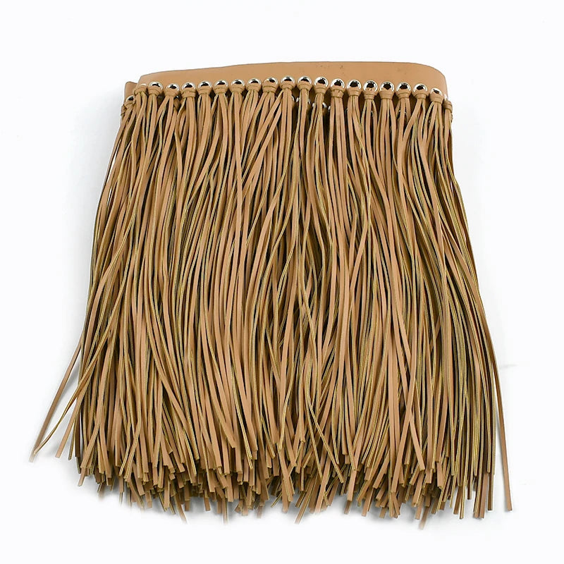 franges similicuir 30cm métalliques ruban décoratif couture moderne noir marron clair tendance
