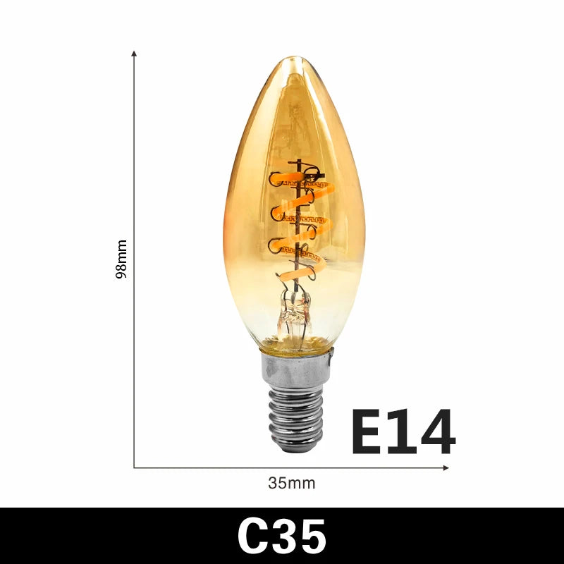 ampoules led décoratives spirale dorée rétro 2200k 250 lumens e27 220v translucent vintage