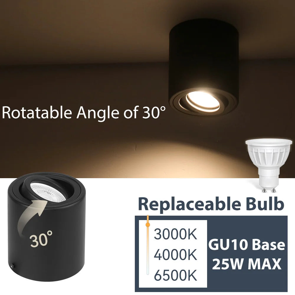 Spot moderne noir réglable led angle 30° autonome vis minimaliste