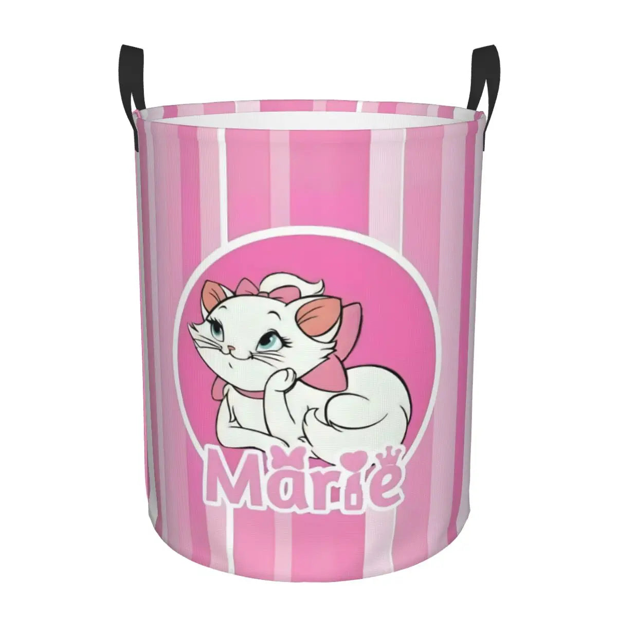 panier rangement pliable motif chat rose blanc linge jouets enfant coton