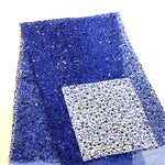 tissu dentelle paillettes polyester robe soirée violet bleu rouge or glamour élégant 130cm opacité