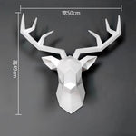 décoration murale moderne tête cerf résine peinte main blanc jaune rose chambre salon