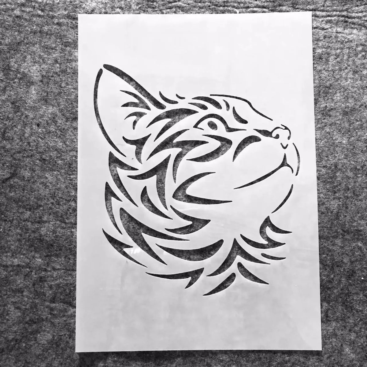 autocollant tête chat graphique tribal adhésif blanc décoration murale pochoir peinture scrapbooking ornement moderne