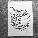 autocollant tête chat graphique tribal adhésif blanc décoration murale pochoir peinture scrapbooking ornement moderne