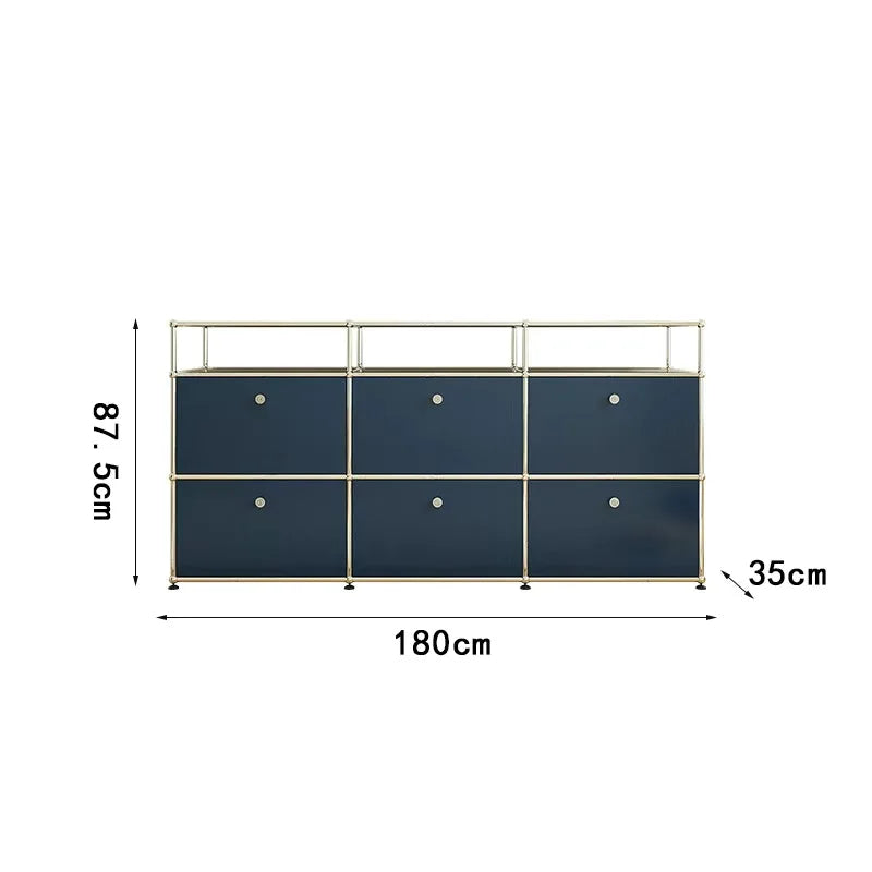 meuble tiroirs bleu marine moderne pieds ronds tiroirs store living room bois métal