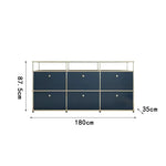 meuble tiroirs bleu marine moderne pieds ronds tiroirs store living room bois métal