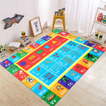 tapis éducatif alphabet animal chiffres moderne coloré enfants salon chambre bleu rouge orange vert