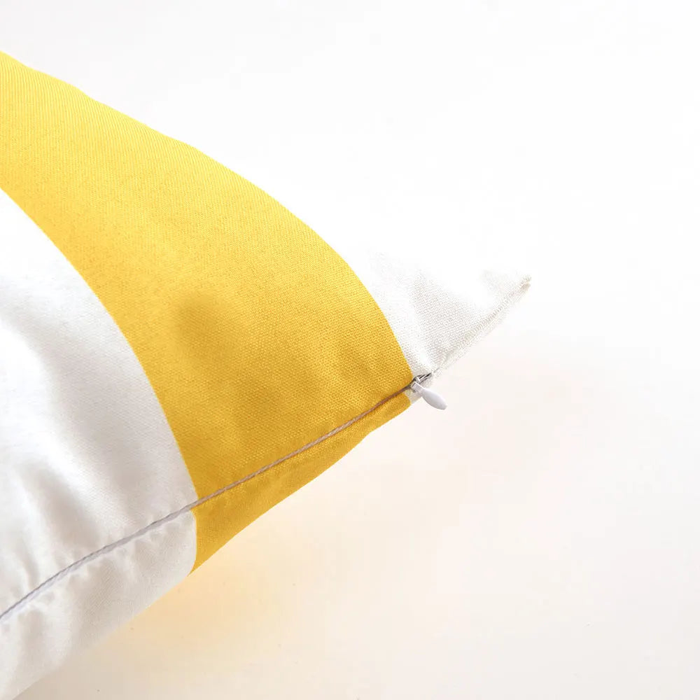 housse coussin polyester rayé blanc jaune moderne 45x45cm 30x50cm car sofa