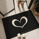 tapis anti poussière rapide non glissant blanc noir coeurs moderne machine lavable