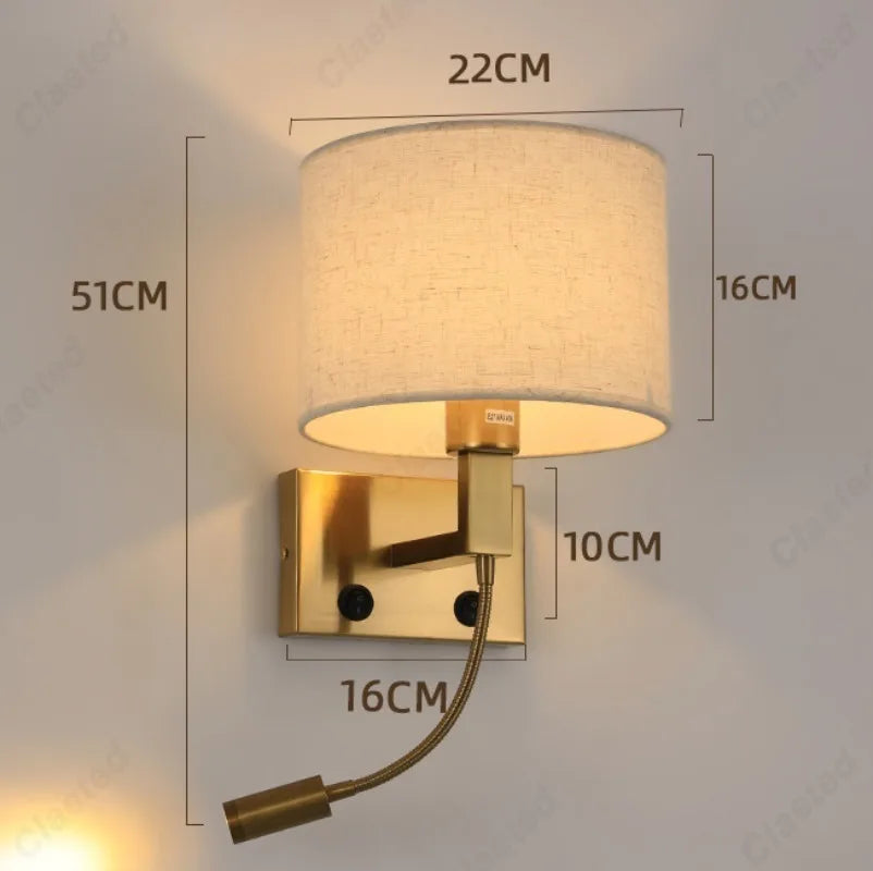 lampe murale moderne tissu noir beige éclairage chambre cuisine salle manger led angle réglable