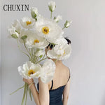 bouquet fleurs artificielles poppies blanc jaune rose decoration maison exterieur 105cm moderne