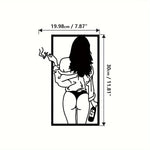 sculpture murale moderne silhouette femme rose métal noir abstraite opaque décoration intérieure minimaliste