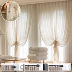 rideau moderne semi transparent polyester motifs petits points colorés salon chambre 150cm 200cm 250cm