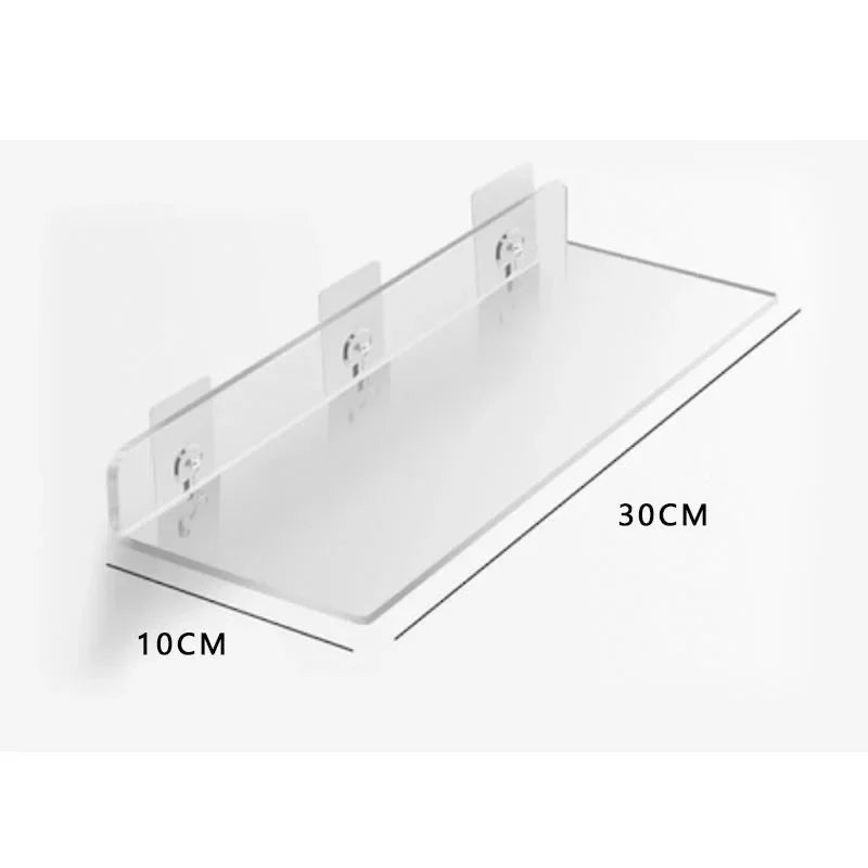 étagère murale transparente moderne adhésive support rangement salle bain cuisine 20x10cm 20x15cm 30x10cm 30x15cm