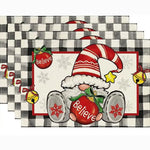 serviettes table noël flocons arbre bonhomme merry christmas let it snow gris rouge vert
