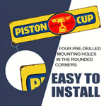 plaque publicitaire vintage graphique piston couleur jaune bleu rouge anti poussière mur facile