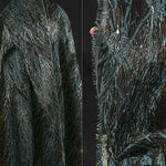 tissu polyester jacquard vert or bleu rouge brillant élégant robe ondulée ligne dorée glamour