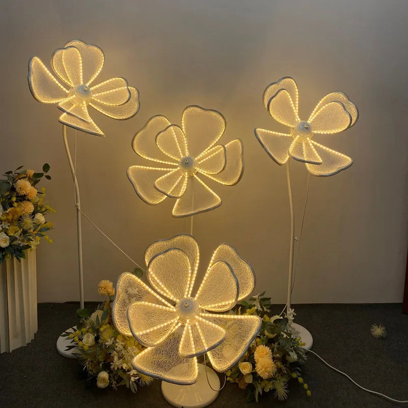 décoration mariage fleurs artificielles lumineuses soie blanches jaunes ornement intérieur