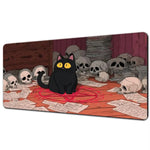 tapis jeu playmat chat épée cartes géométrique orange noir rouge illustration animateur